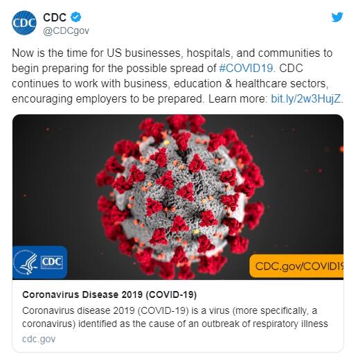 美疾控中心称病毒在美爆发不可避免 时间会加重爆发速度！