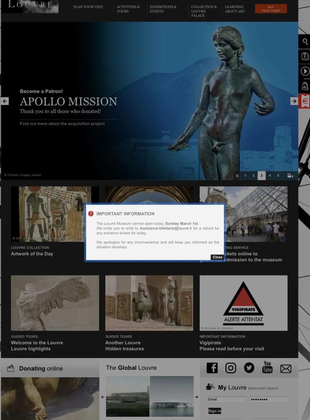 法国卢浮宫受新冠肺炎影响暂时闭馆，开放时间未定