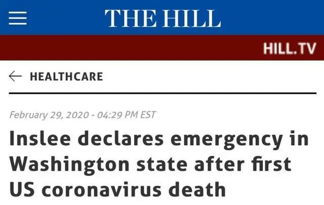 华盛顿州紧急状态启动 已死亡6例新冠病毒已在当地社区传播