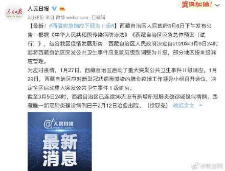 最新！西藏应急响应下调为Ⅱ级